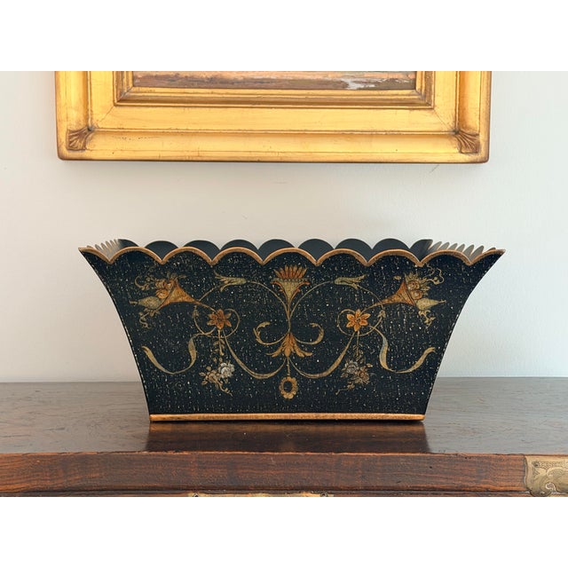 Maitland - Smith Large Tole Cachepot Planter on Tall Stand For Sale - Image 4 of 9