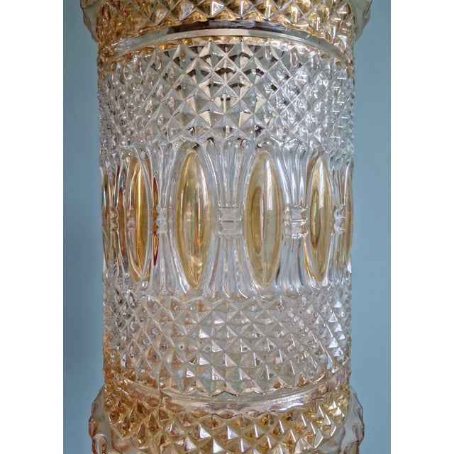 Large Glass and Brass Lantern Pendant Light, 1960s For Sale - Image 6 of 11