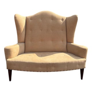 Lewis Mittman Tan Suede Loveseat For Sale