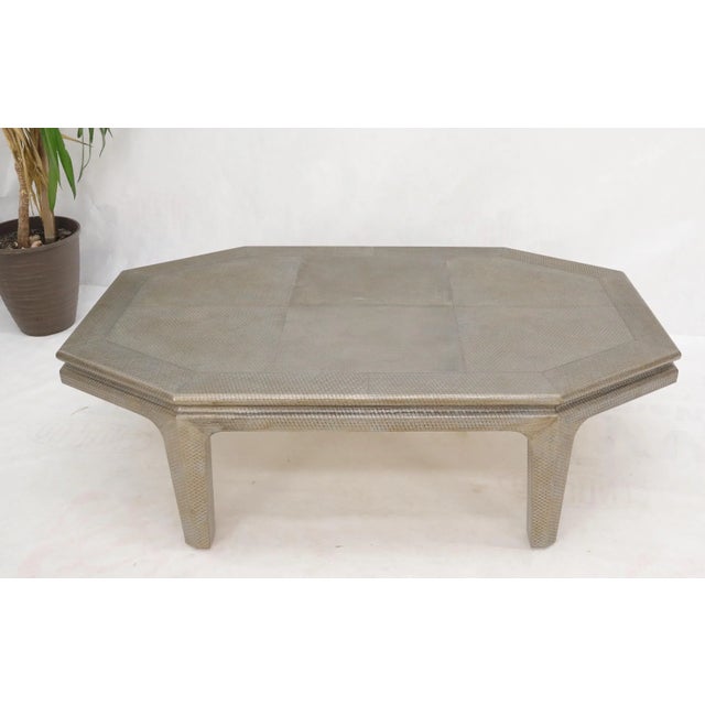 Mid-Century Modern Embossed Leather Rapped Boat Shape Coffee Table For Sale - Image 3 of 10