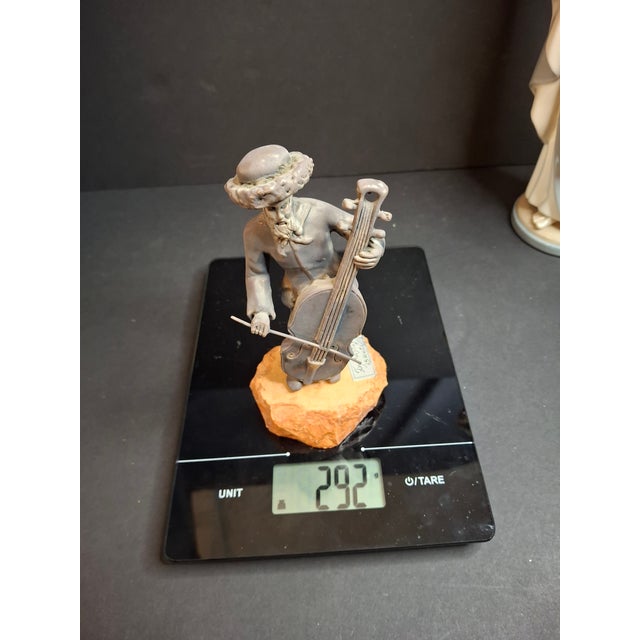 Vintage Fay Avishay 925 Sterling Silver Musician Sculpture Double Bass Cellist Israel For Sale - Image 15 of 15