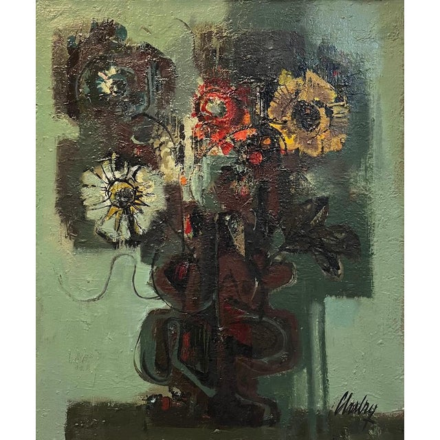 Frank Chabry, Flowers in a Vase, Oil on Canvas, 1968 For Sale - Image 10 of 10