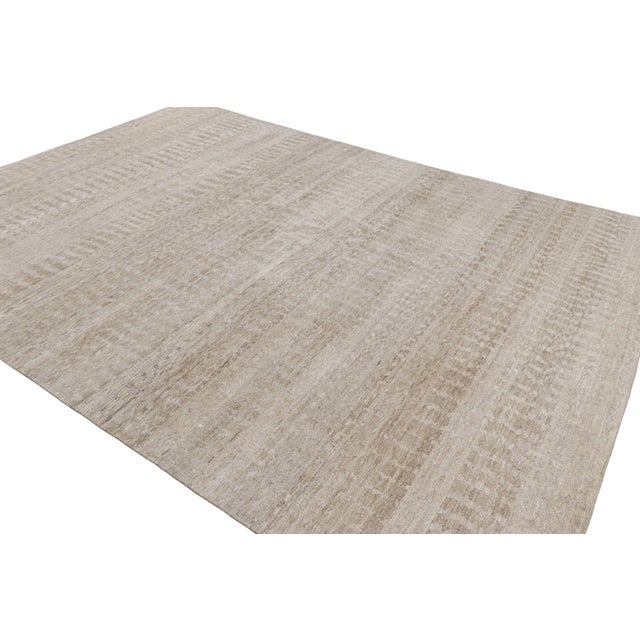 Rug & Kilim Rug & Kilim’s Contemporary Textural Rug in Beige-Brown and Gray Tones For Sale - Image 4 of 8