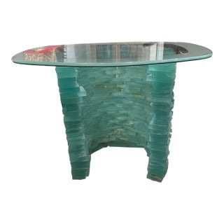 1980s Murano Stacked Glass Side Table For Sale