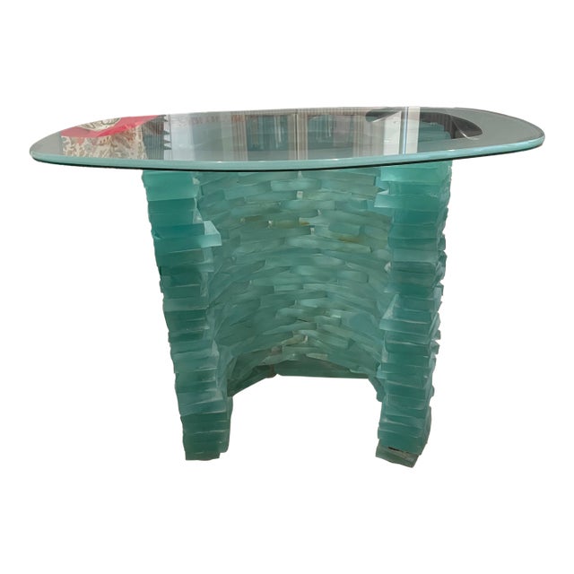 1980s Murano Stacked Glass Side Table For Sale