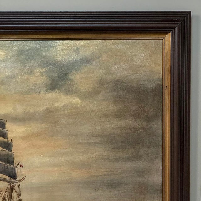 Mid-Century Framed Oil Painting of Four-Masted Ship by Alfred Gabali 'The Preussen' For Sale - Image 9 of 16