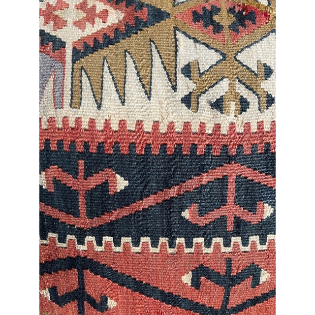 Handwoven Antique Kilim Rug Pillows, Geometric Design, 20th Century For Sale In New York - Image 6 of 9