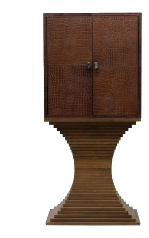 Striking British Moderne Leather Dry Bar