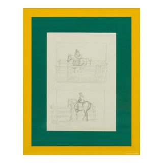 Mid 20th Century Two Show Jumpers Pencil Drawing by Paul Desmond Brown For Sale