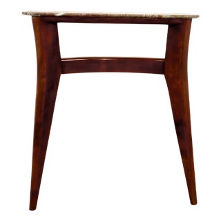 Mid-Century Modern Italian Console Table in Teak and Marble For Sale