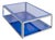 Italian Blue Glass + Chrome Coffee Table Attributed to Cristal Arte, 1970s For Sale