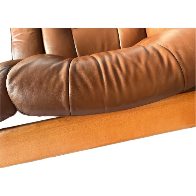 Animal Skin Vintage Ekhornes Leather Stressless Reclining Loveseat For Sale - Image 7 of 15