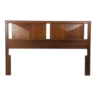 Mid Century Modern Headboard and Footboard With Beveled Detailing by Johnson Carper For Sale