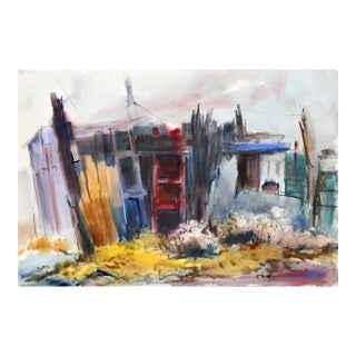 1960s "Ruined Shack P5.20" Watercolor Painting by Eve Nethercott For Sale