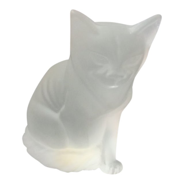 Vintage Marked Kb Satin Glass Made in Italy Cat Figurine For Sale