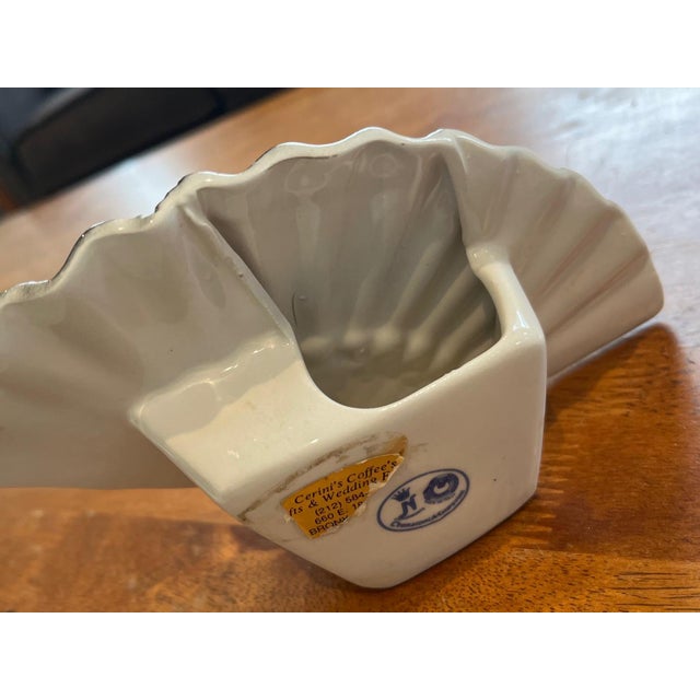 Italian Vintage Capodimonte Ceramic Fan Mini Vase For Sale - Image 3 of 5