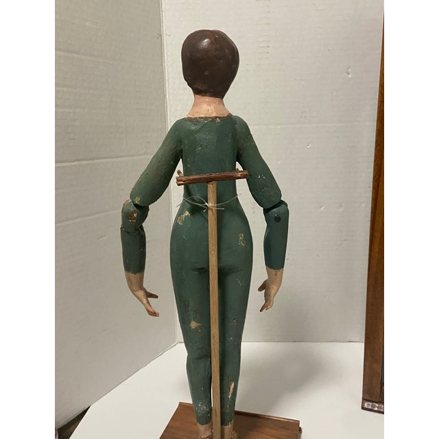 19th Century Spanish Colonial Articulated Mannequin Man Lady Wood Sculpture a Pair For Sale - Image 12 of 12