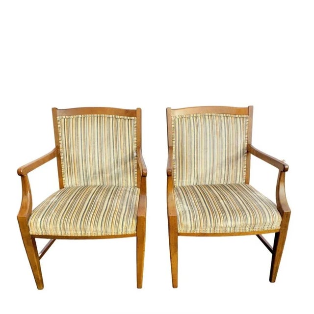 Stateville & Ross Upholstered Maple Armchairs, Circa 1970s - a Pair For Sale - Image 11 of 11