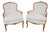 1960's Pair Louis XV Style Upholstered Bergere Chairs For Sale