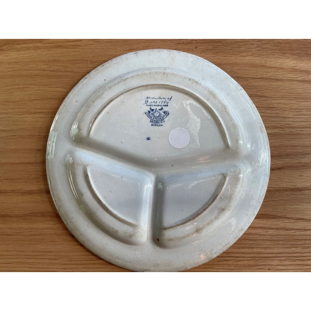 John Steventon England Transferware Asian Design Divider Plate - 1900's For Sale - Image 4 of 4