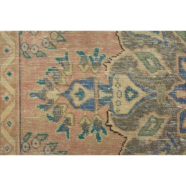 Tabriz Rug 4'9'' X 8'5'' Pink Wool Vintage Distressed Hand-Knotted Carpet For Sale - Image 9 of 14