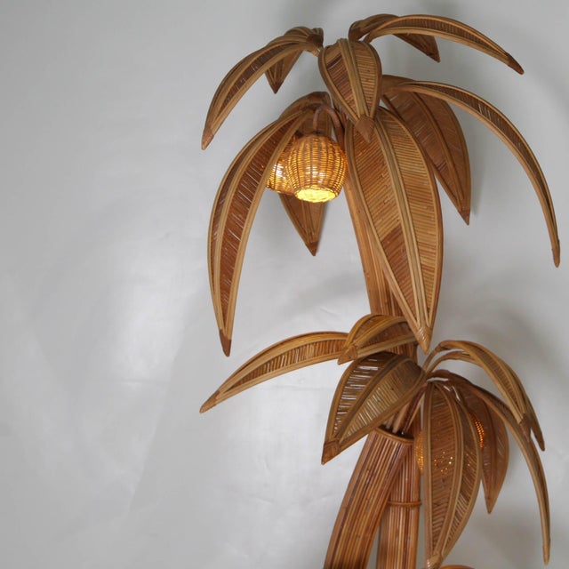 Rattan Palm Tree Floor Lamp For Sale - Image 3 of 18