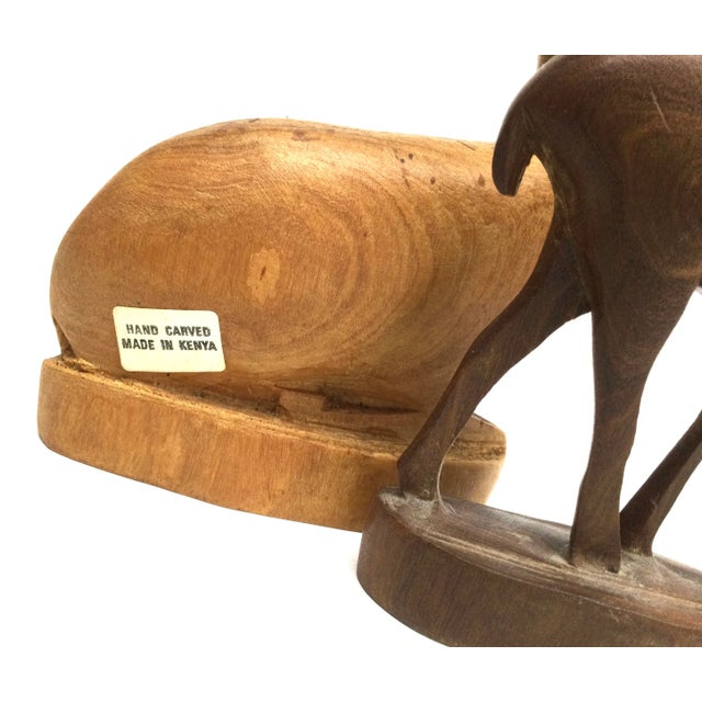 Vintage Hand Carved Wood Antelope Deer Statues - a Pair For Sale In Portland, ME - Image 6 of 12
