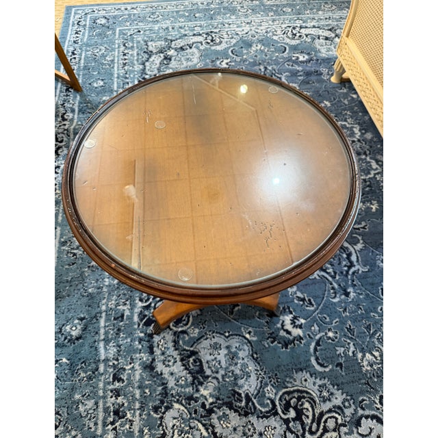 Late 20th Century Late 20th Century Milling Road for Baker Furniture Regency Pedestal Side Table With Glass Top For Sale - Image 5 of 7