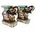 A vibrant pair of vintage glazed ceramic elephant stands, crafted in a rich Chinoiserie and Majolica-inspired aesthetic....