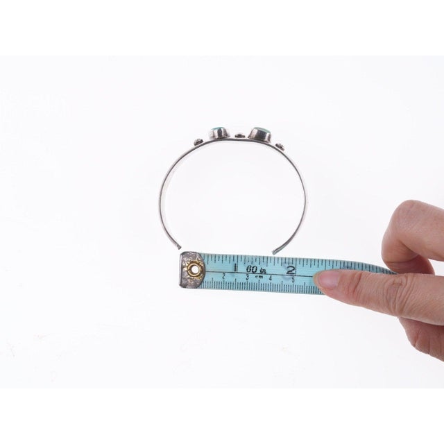 6.75" Vintage Navajo shadowbox silver bracelet with turquoise For Sale - Image 9 of 10