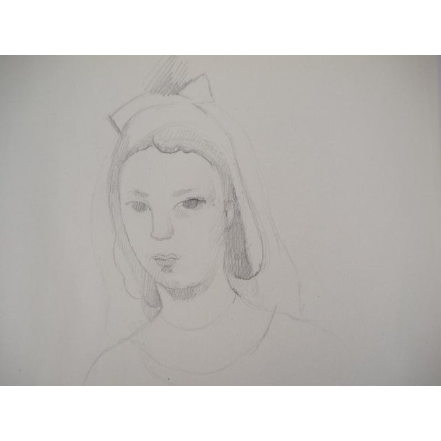 Marie Laurencin, Pensive Young Girl, Original Pencil Drawing For Sale - Image 5 of 6