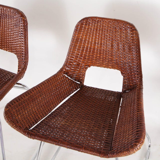 Rattan and Chrome Chairs, 1990s, Set of 4 For Sale - Image 14 of 15