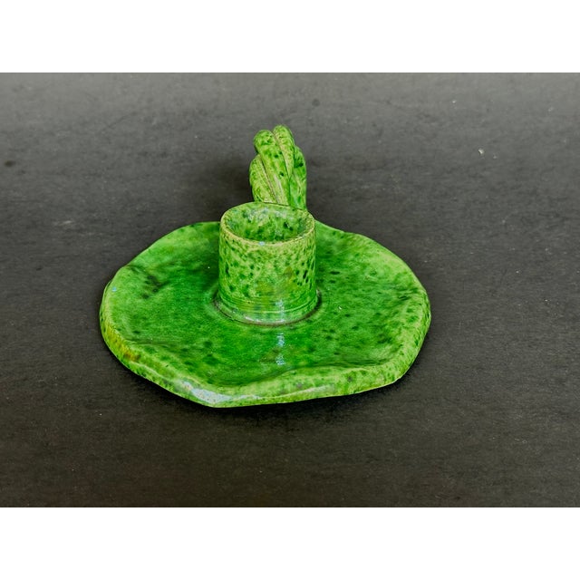French Country Foucard Jourdan Vallauris France Pottery Candlestick Holder For Sale - Image 3 of 11