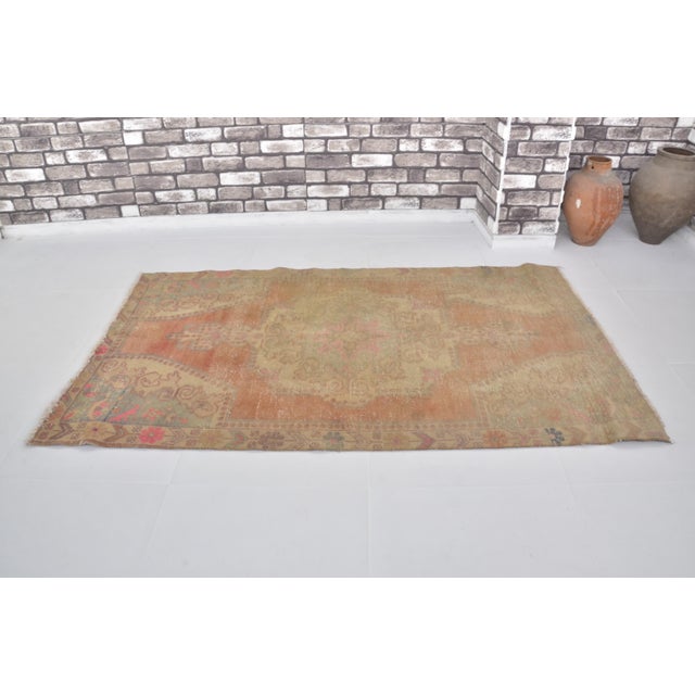 Handmade wool carpet in Turkish Anatolia , Vintage Oushak Rug,Turkish Vintage Anatolian Rug, Handmade wool Rug . One Of...