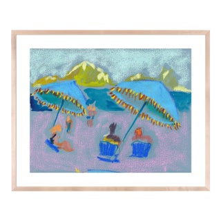 Ipanema II by Happy Menocal in Natural Frame, XS Art Print For Sale