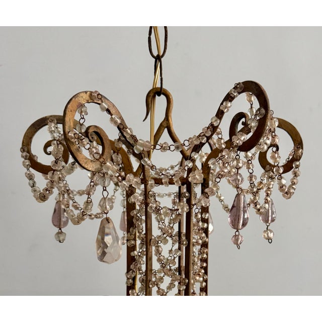 Farmhouse Antique Italian Crystal Beaded Chandelier For Sale - Image 3 of 10