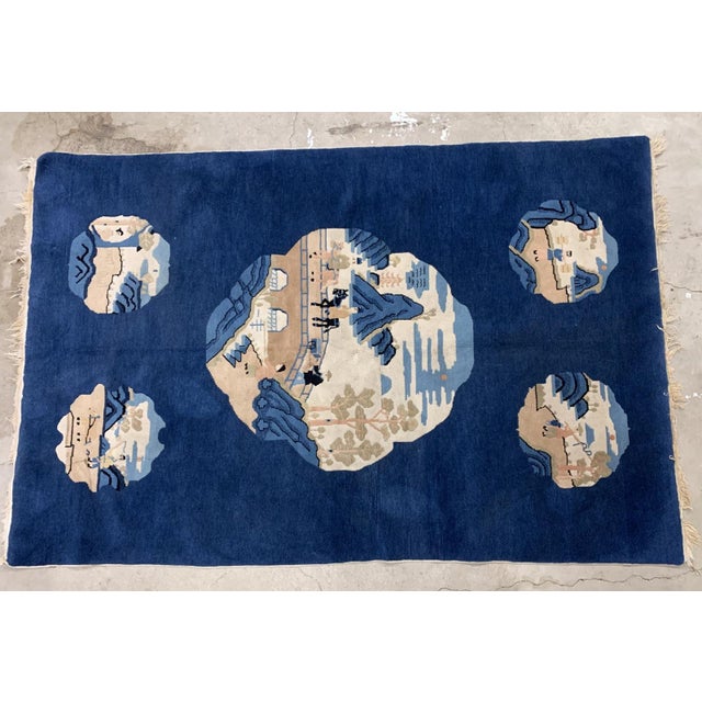 Olive 1900s, Handmade Antique Peking Chinese Rug 4.1' X 6.2' For Sale - Image 8 of 8