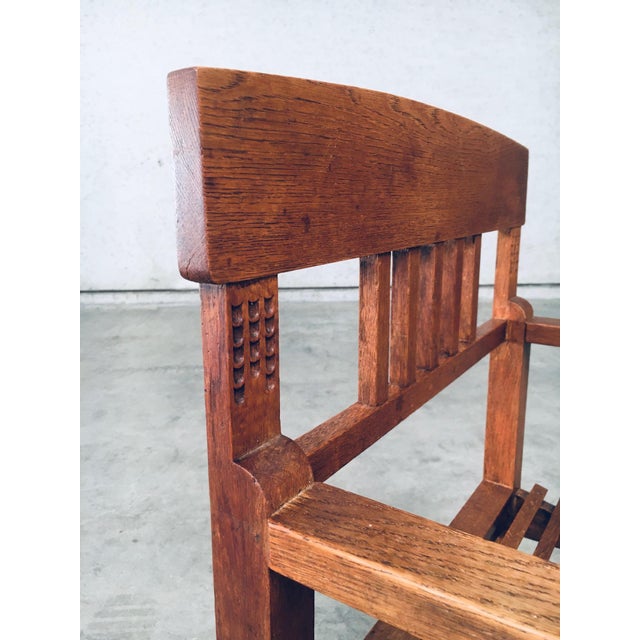 Dutch Modernist Carved Oak Side Chair, 1920s For Sale - Image 9 of 18