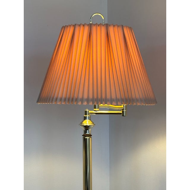 Contemporary 1990s Hollywood Regency Adjustable Swing Arm Brass Floor Lamp For Sale - Image 3 of 10