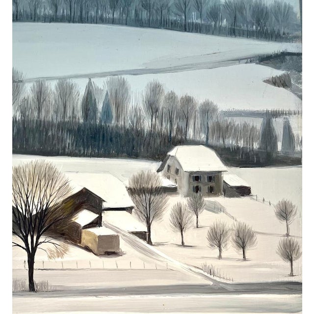 Modern Claude Sauthier, Broye Valley, Vaud, Oil on Wood, 1970s For Sale - Image 3 of 12
