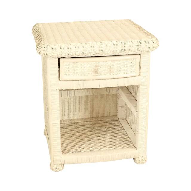 Vintage White Wicker Nightstand Chairish