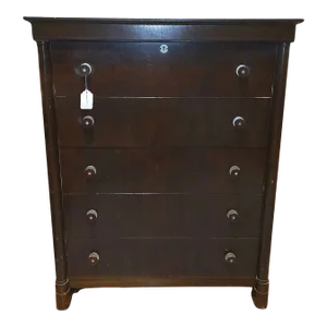 1920s Antique Mahogany Chest With Bakelite Pulls