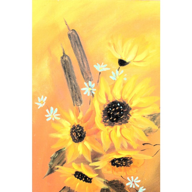 Mid-Century Modern Mid-Century Still Life Oil Painting 24" Yellow/Gold For Sale - Image 3 of 4