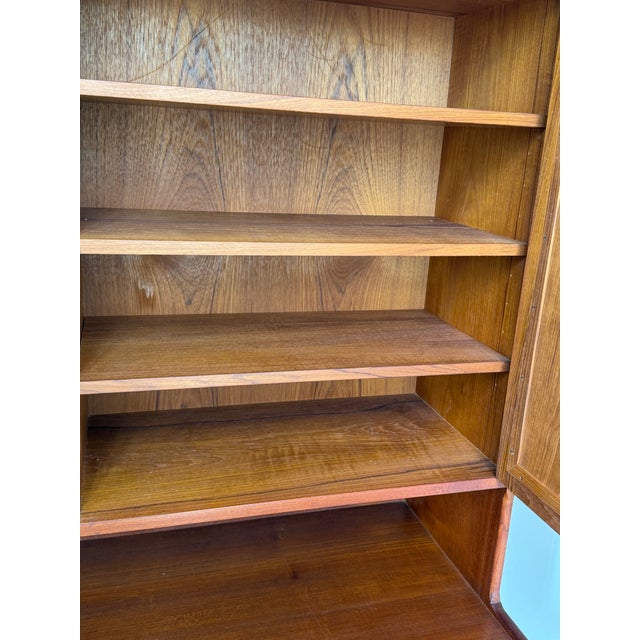 1960s Mid-Century Danish Modern Teak Hutch With Woven Cane Doors For Sale - Image 5 of 12