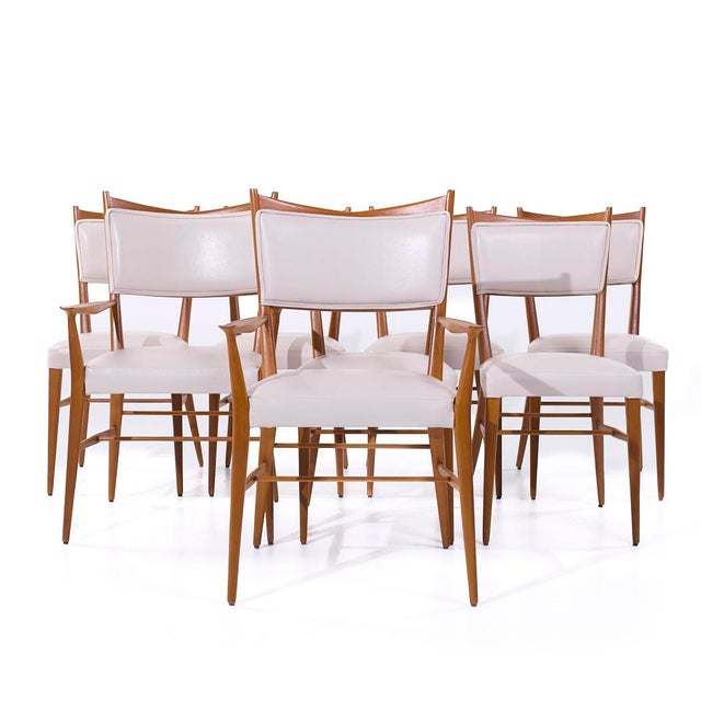 Paul McCobb for Calvin's Irwin Collection Mid Century Leather Dining Chairs - Set of 8 Each armless chair measures: 16.75...