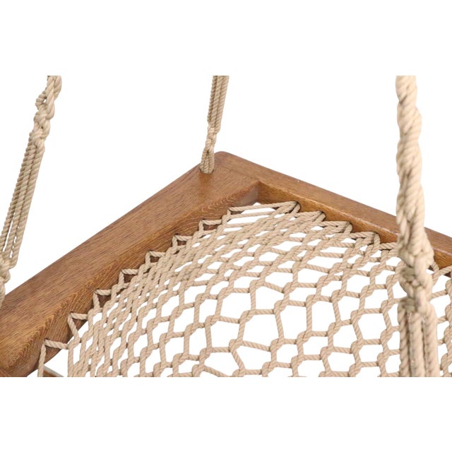 Oak and Rope Hanging Chair by Twin Oaks Hammocks For Sale - Image 9 of 10