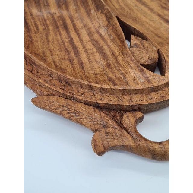 Hand-Carved Teak Tray, India, 1960s For Sale - Image 9 of 10