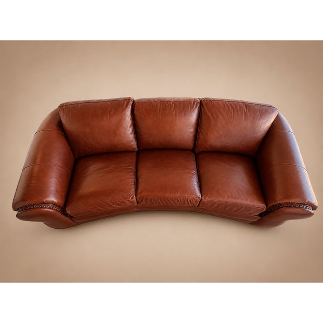 2020s Genuine Leather Sofa – Like New – Premium Full Leather For Sale - Image 5 of 8