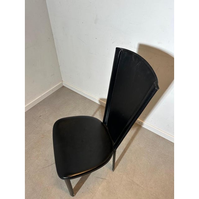Black Leather Dining Chairs, Set of 6 For Sale - Image 4 of 6