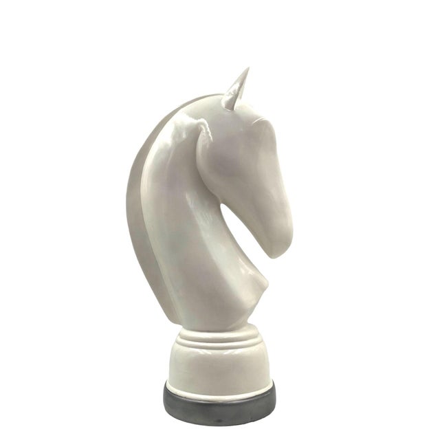 1970s White Resin Chess Horse Sculpture, Italy 1970s For Sale - Image 5 of 10